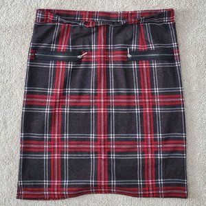 Women's Black and Red Plaid Skirt